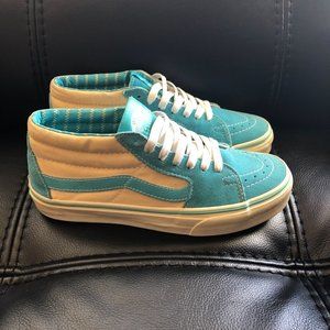 Vans SK8 Mid Canvas Blue/Tan Shoes Mens Size 6 Womens Size 7.5